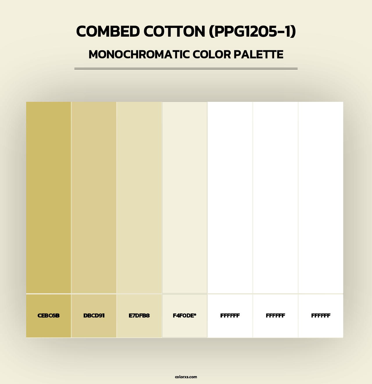 Combed Cotton (PPG1205-1) - Monochromatic Color Palette