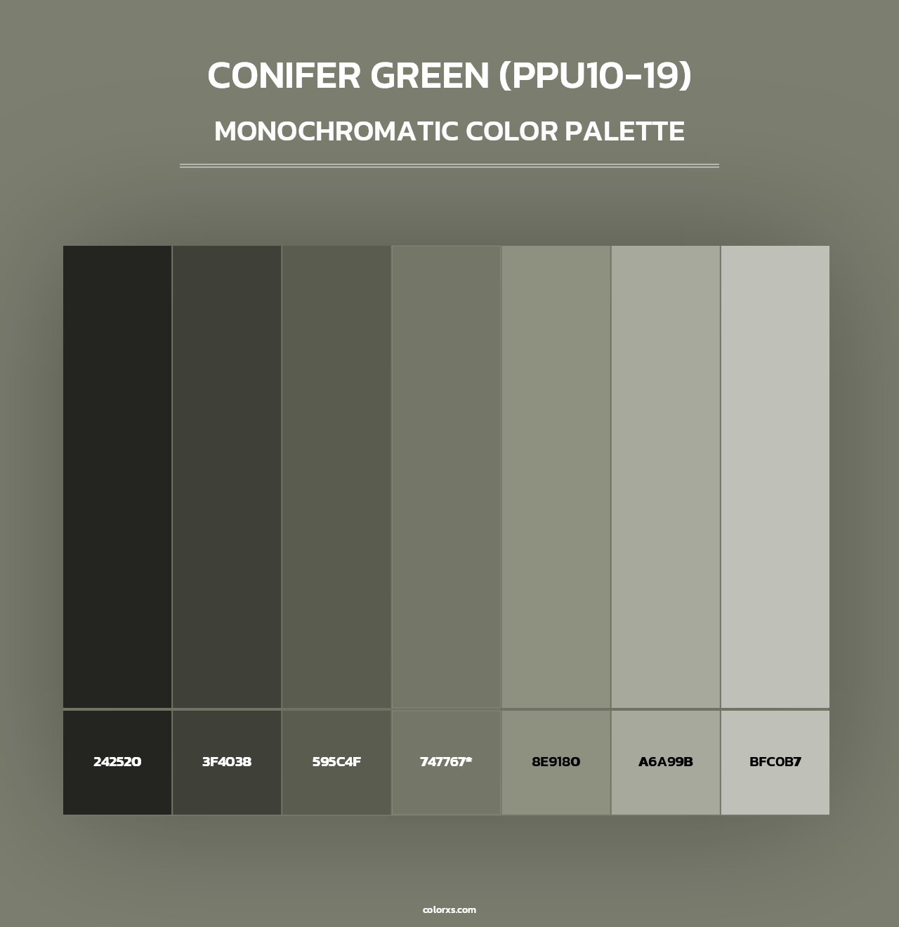 Conifer Green (PPU10-19) - Monochromatic Color Palette
