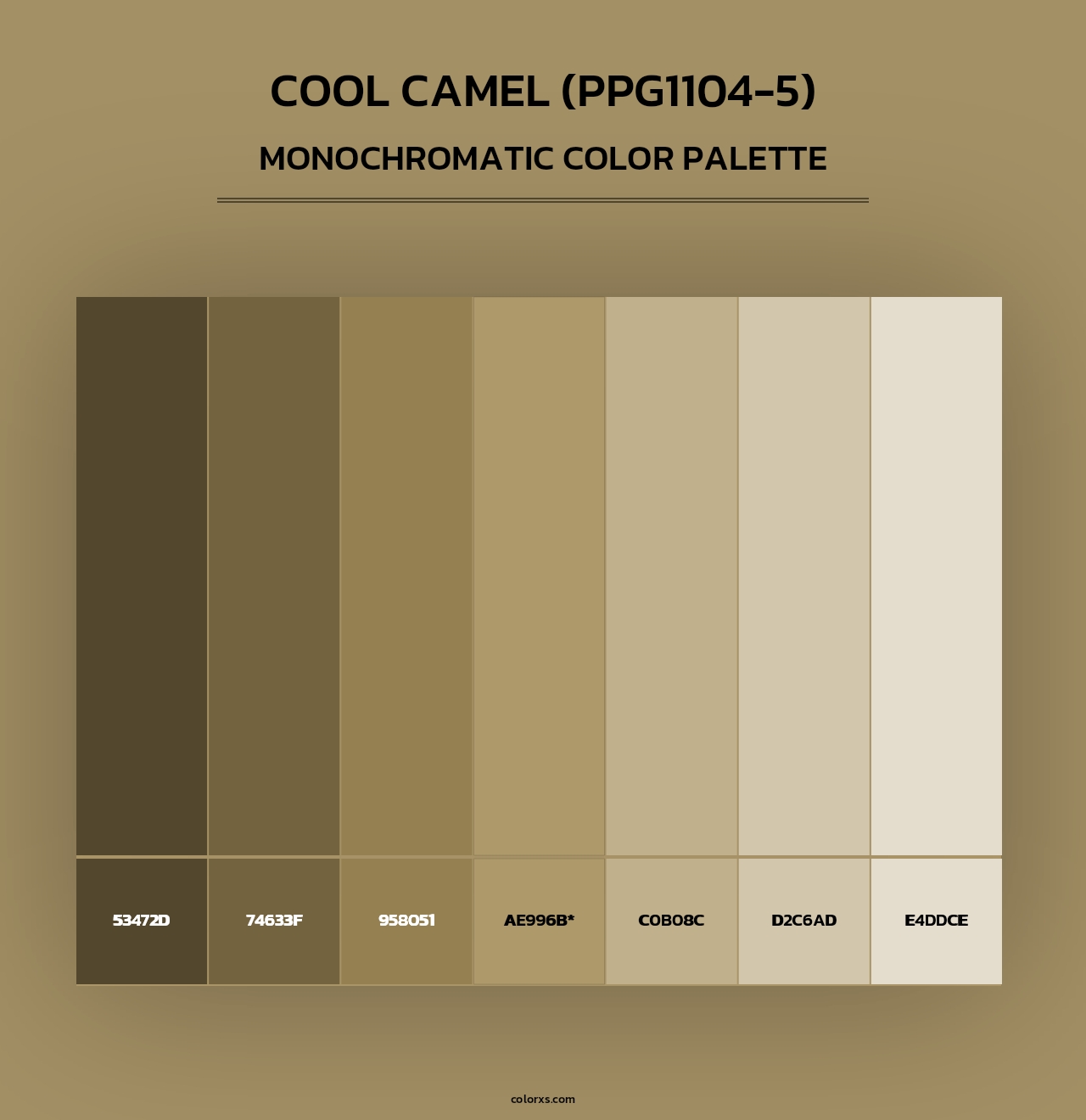 Cool Camel (PPG1104-5) - Monochromatic Color Palette