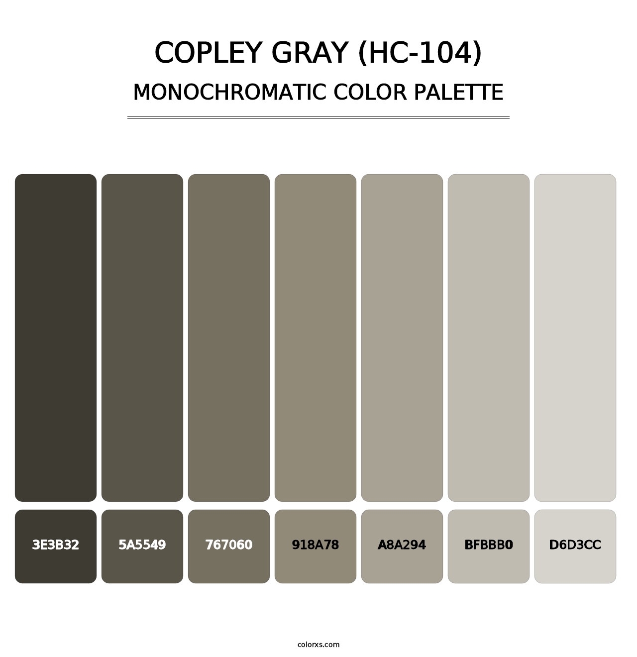 Copley Gray (HC-104) - Monochromatic Color Palette