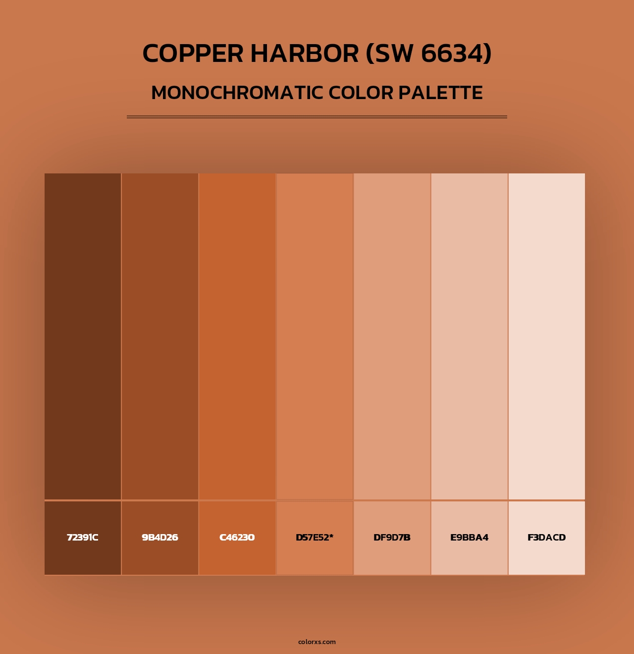 カラーチャート Sherwin Williams Copper Harbor (SW 6634) Paint coordinating colors