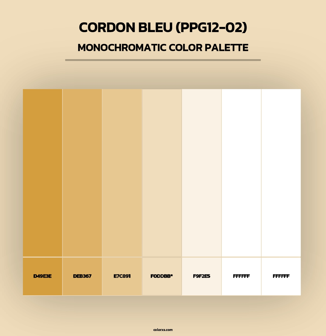 Cordon Bleu (PPG12-02) - Monochromatic Color Palette