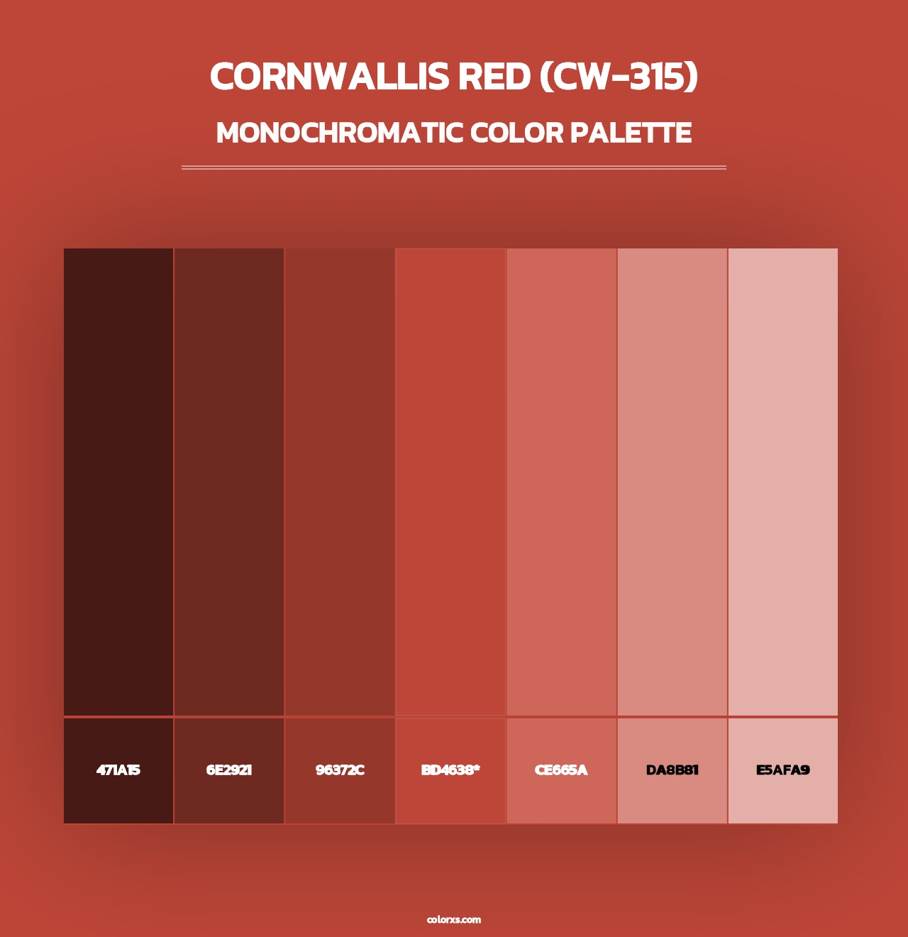 Cornwallis Red (CW-315) - Monochromatic Color Palette