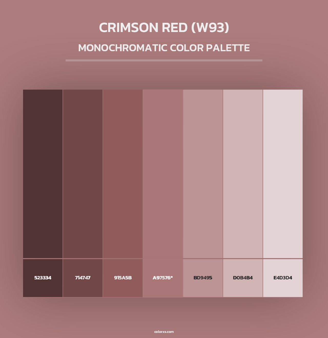 Crimson Red (W93) - Monochromatic Color Palette