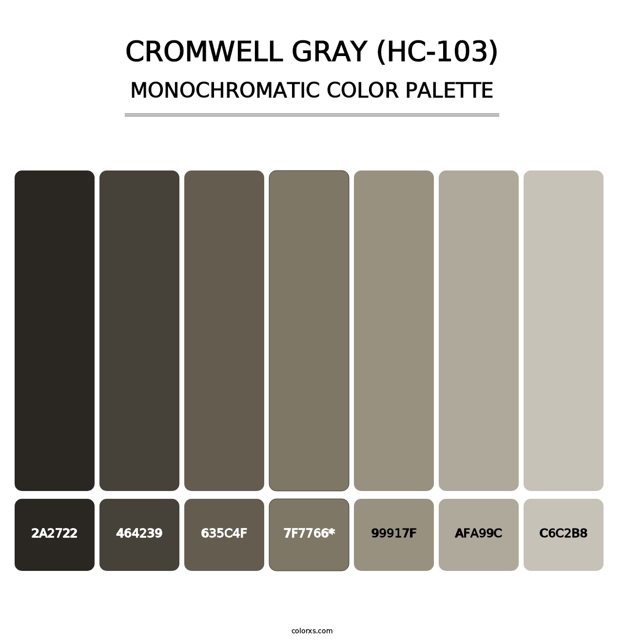 Cromwell Gray (HC-103) - Monochromatic Color Palette