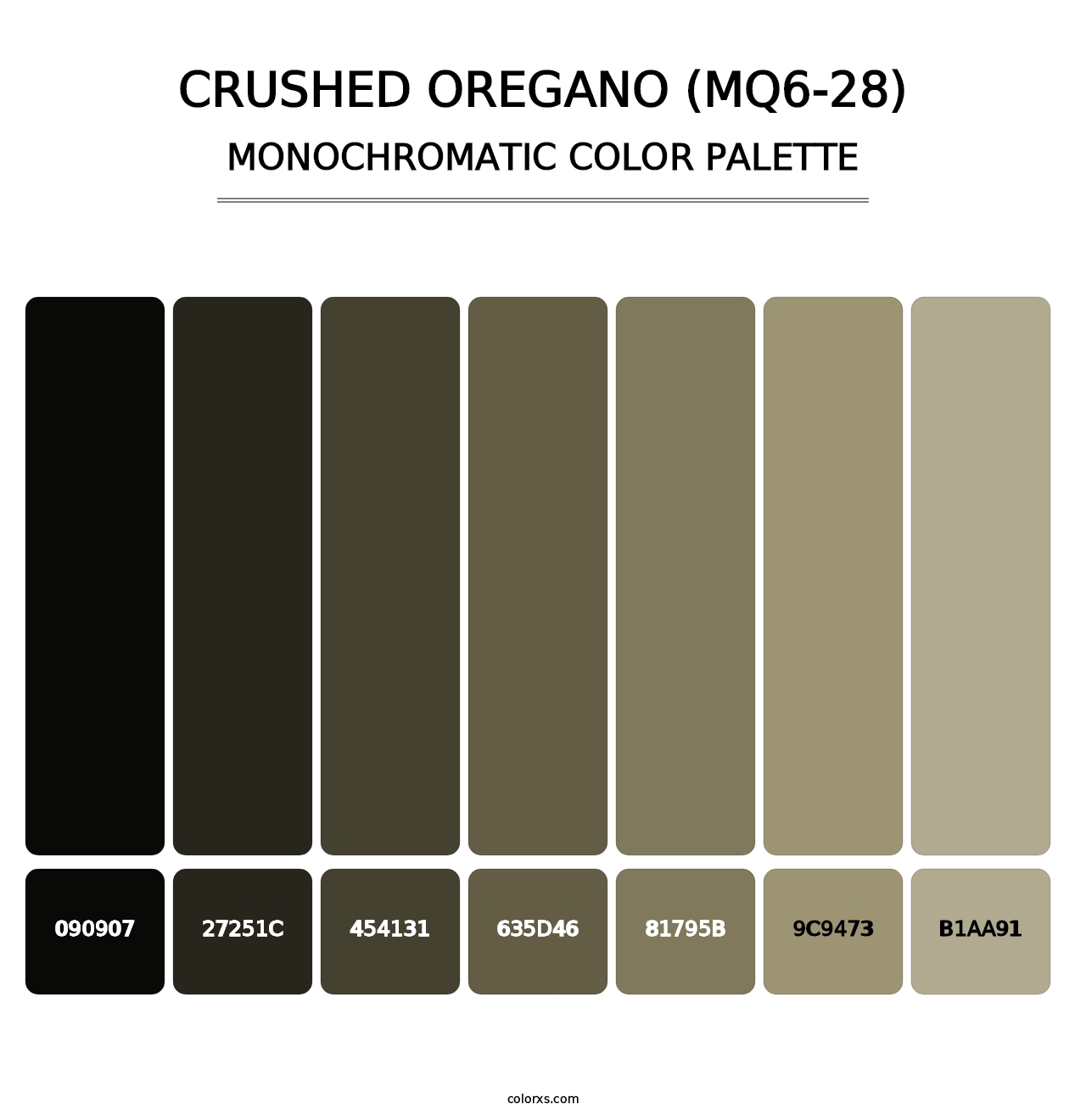 Crushed Oregano (MQ6-28) - Monochromatic Color Palette