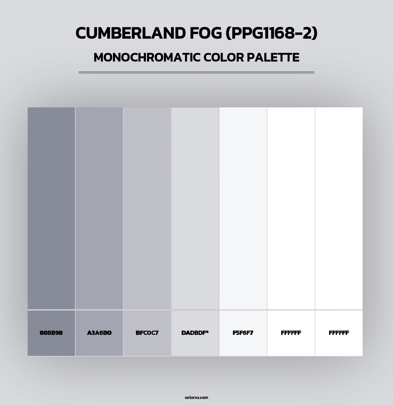 Cumberland Fog (PPG1168-2) - Monochromatic Color Palette