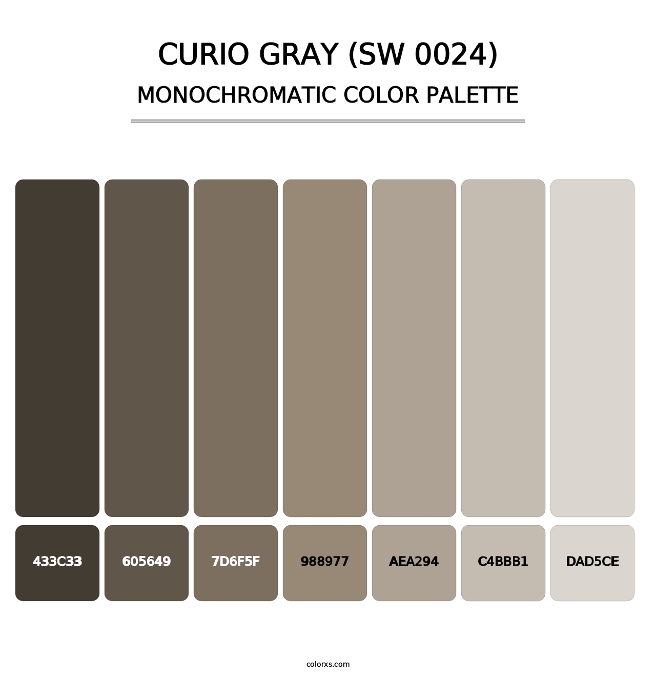 Curio Gray (SW 0024) - Monochromatic Color Palette