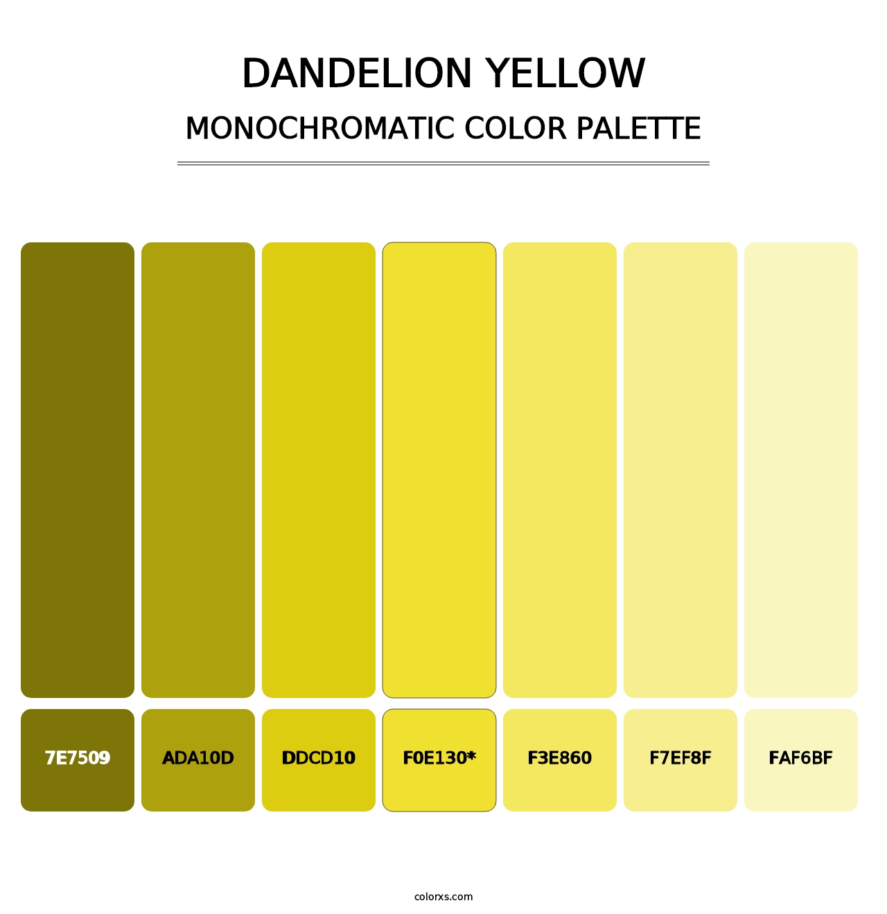 Dandelion Yellow - Monochromatic Color Palette