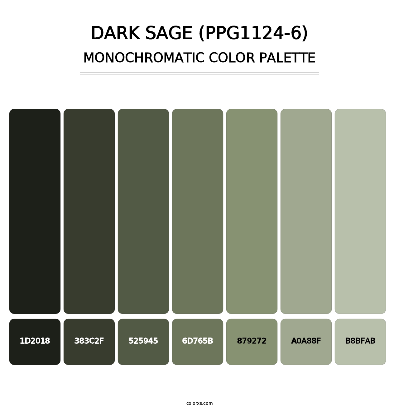 Dark Sage (PPG1124-6) - Monochromatic Color Palette