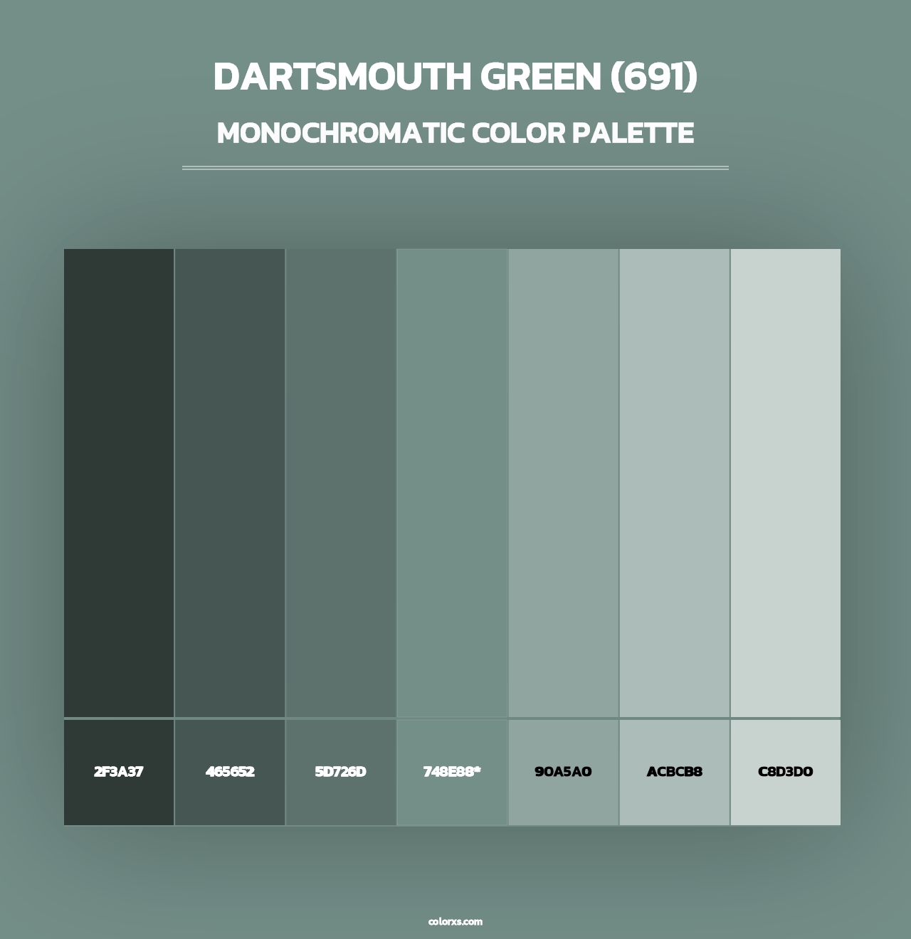 Dartsmouth Green (691) - Monochromatic Color Palette