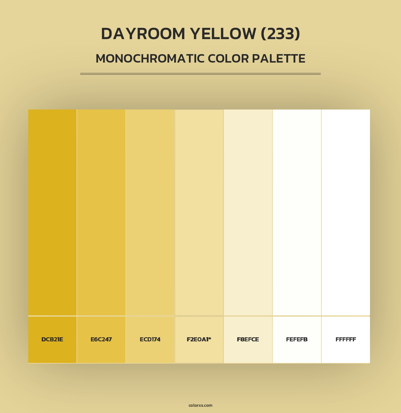 Dayroom Yellow (233) - Monochromatic Color Palette