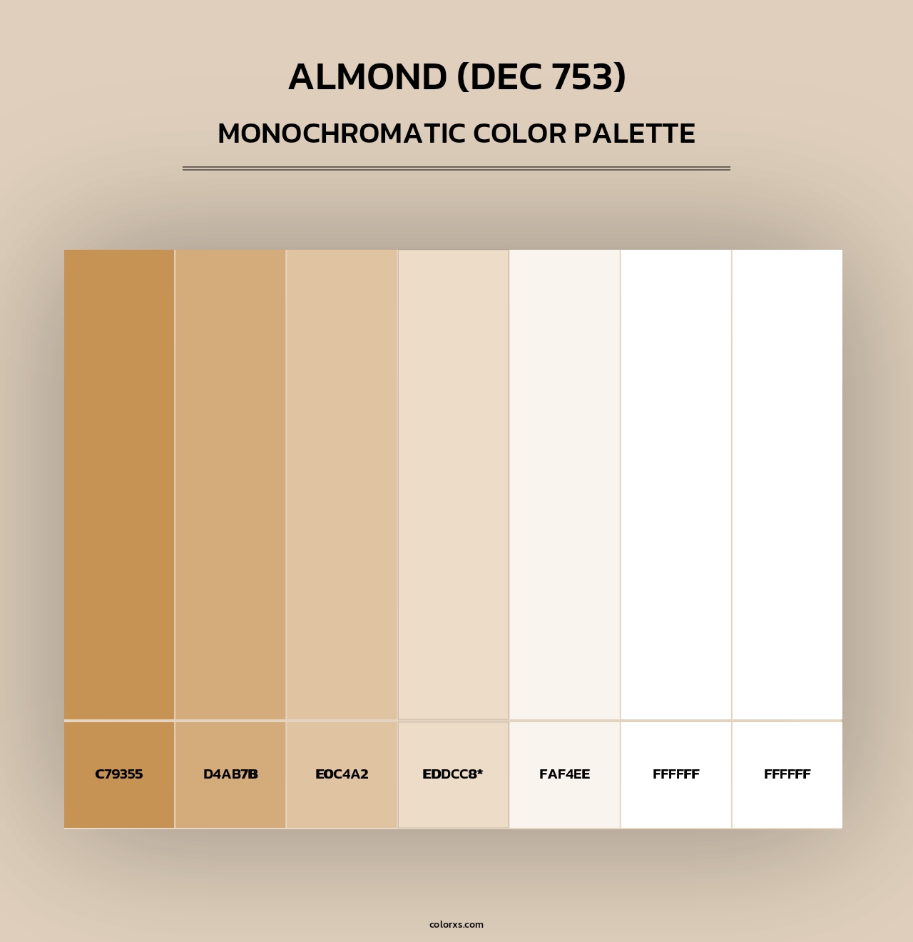 Almond (DEC 753) - Monochromatic Color Palette