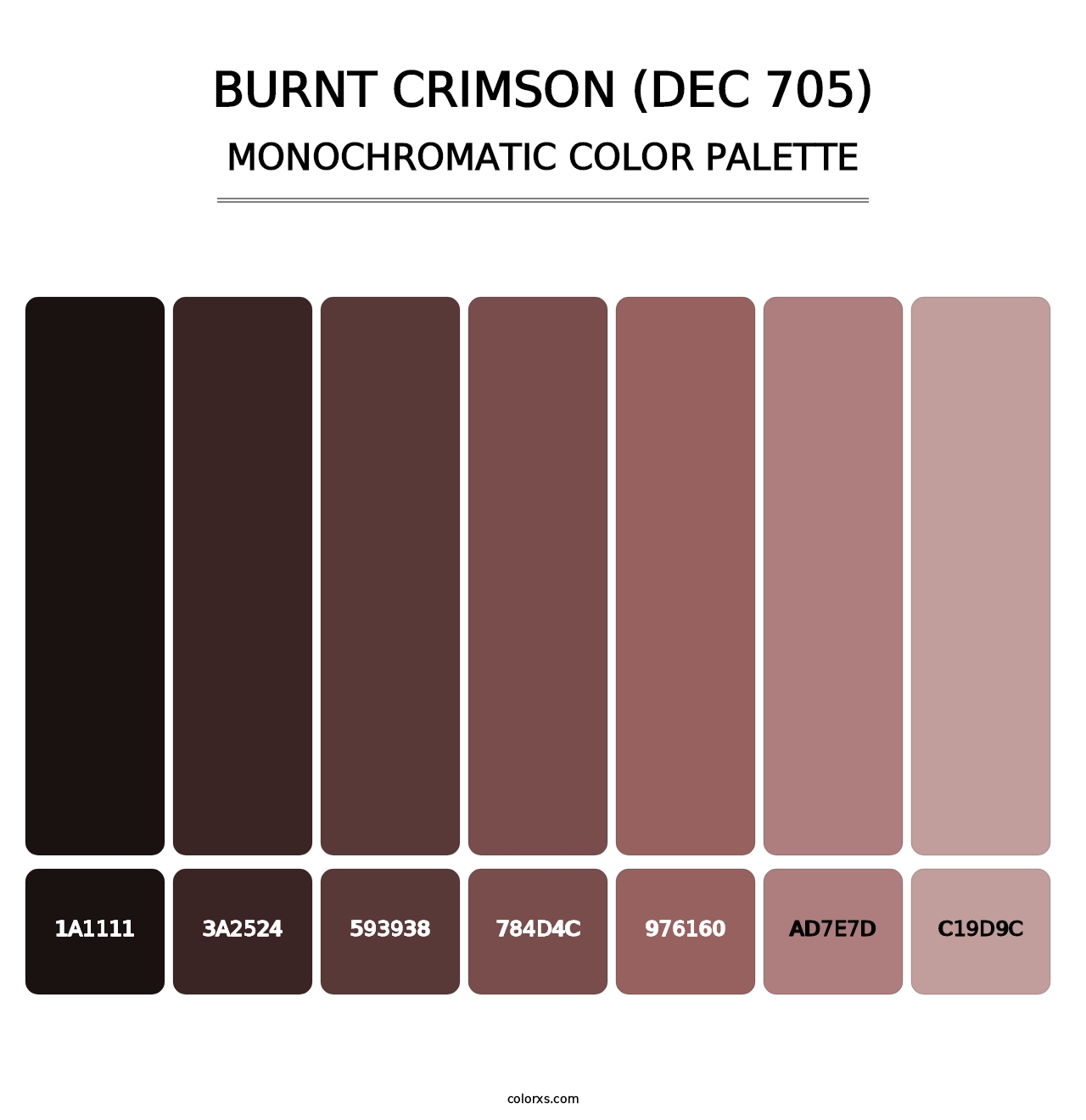 Burnt Crimson (DEC 705) - Monochromatic Color Palette
