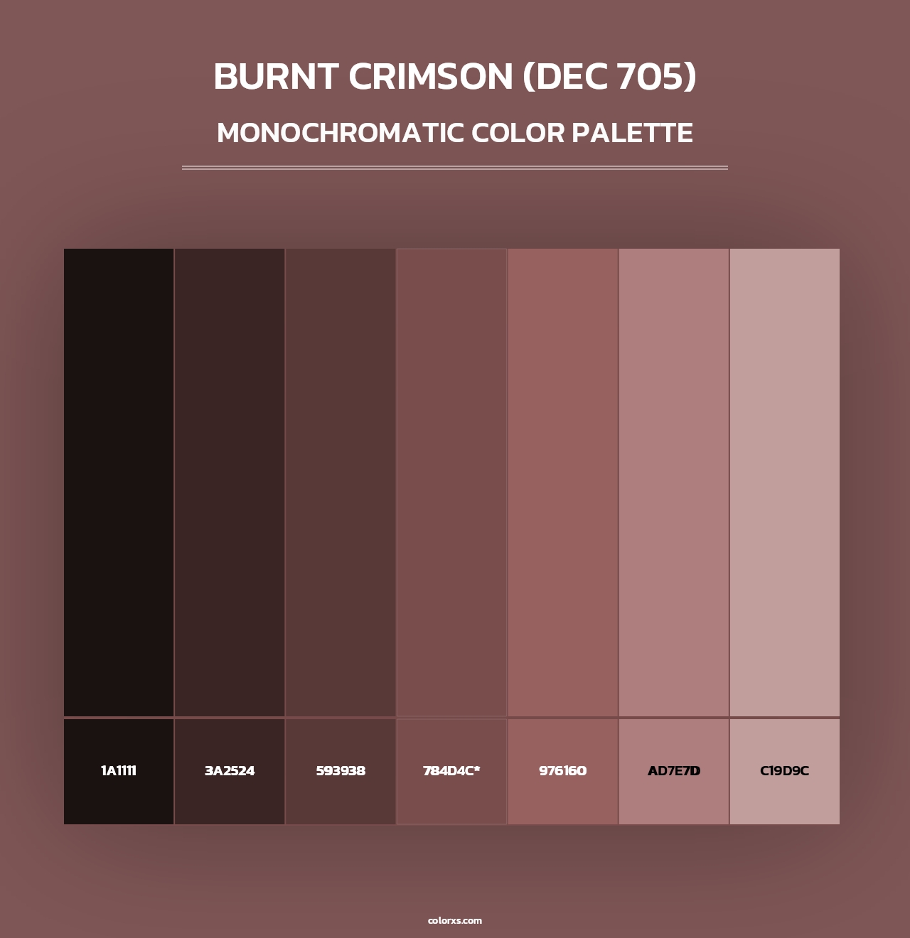 Burnt Crimson (DEC 705) - Monochromatic Color Palette