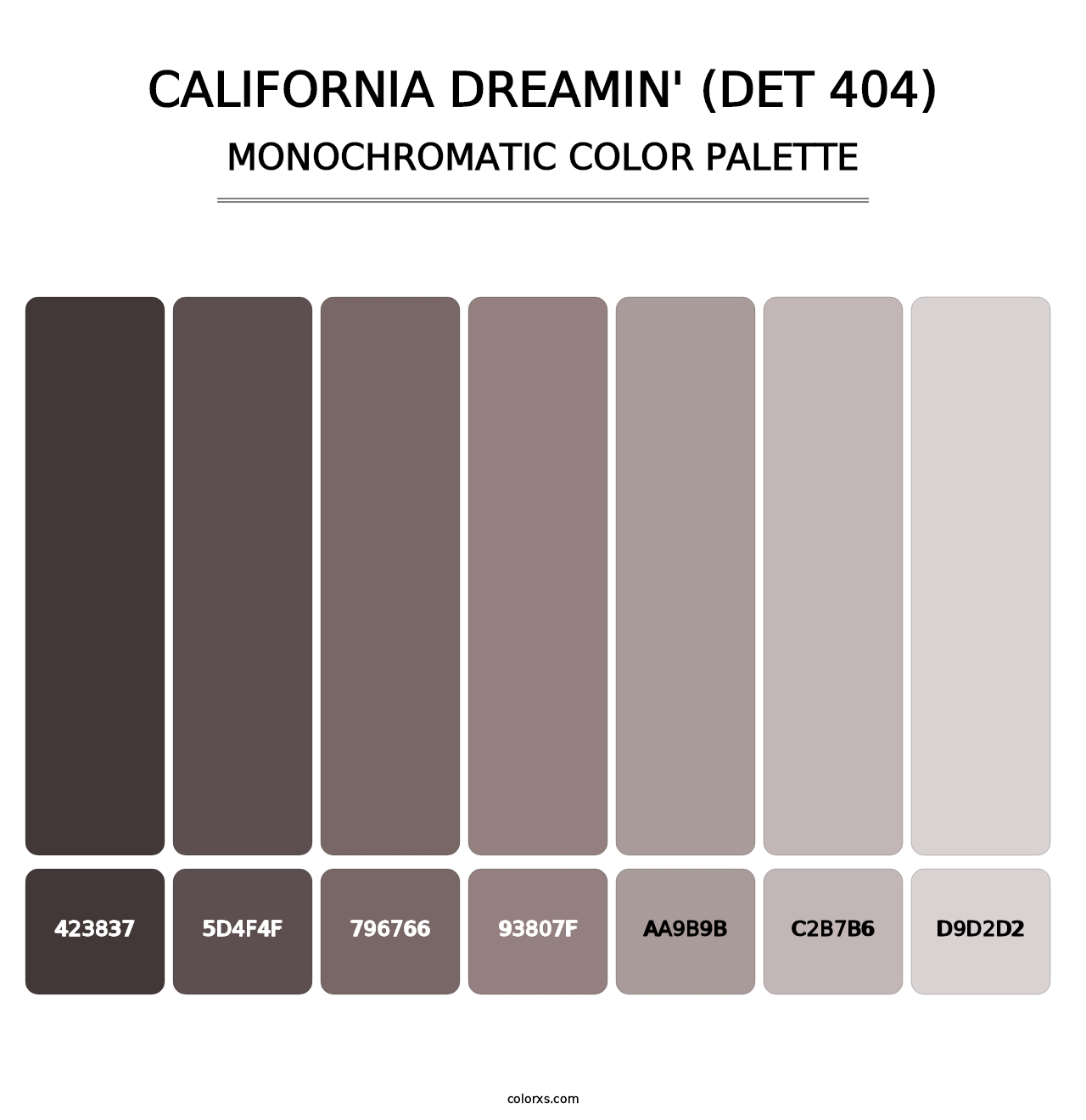 California Dreamin' (DET 404) - Monochromatic Color Palette