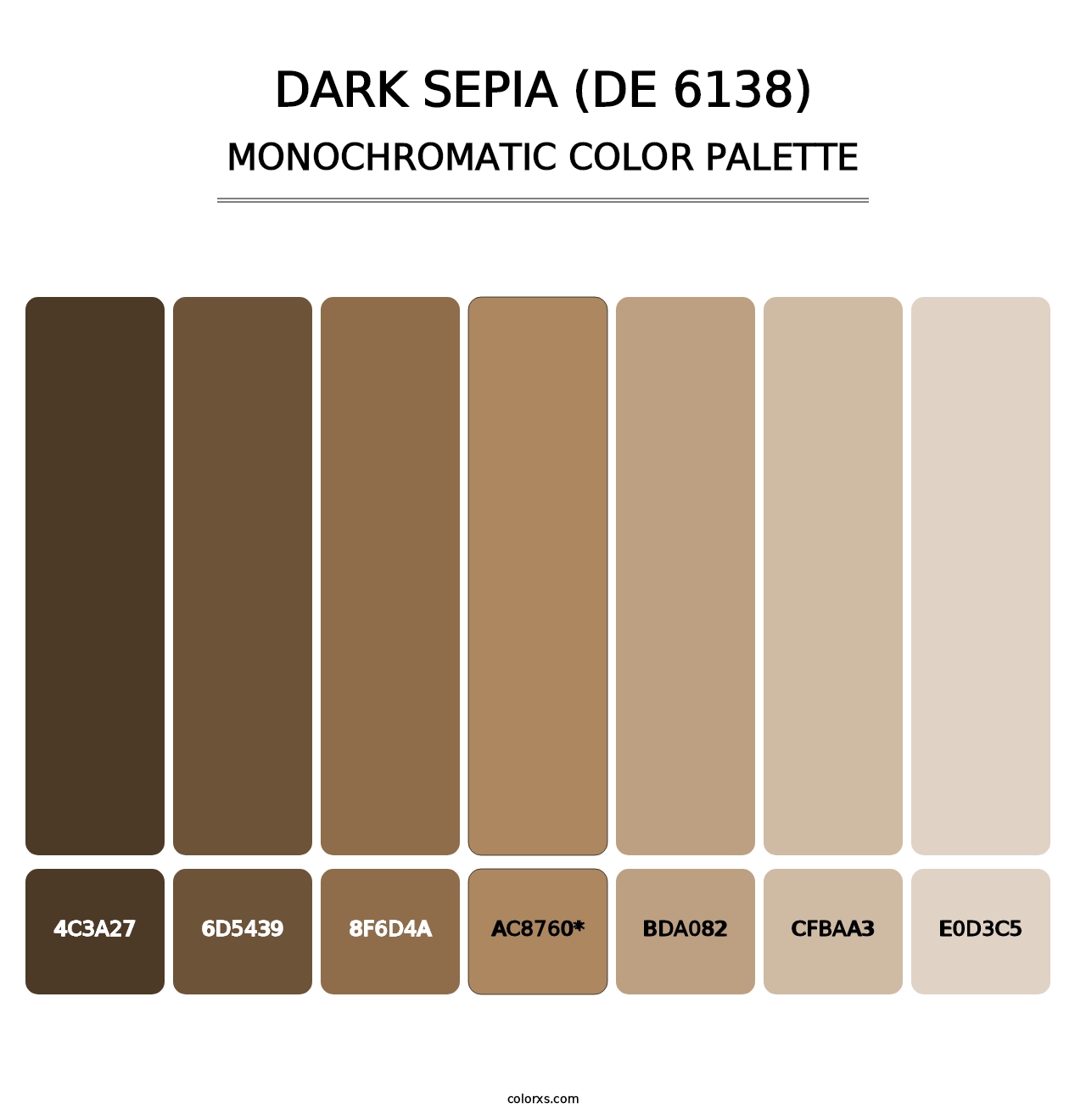Dark Sepia (DE 6138) - Monochromatic Color Palette