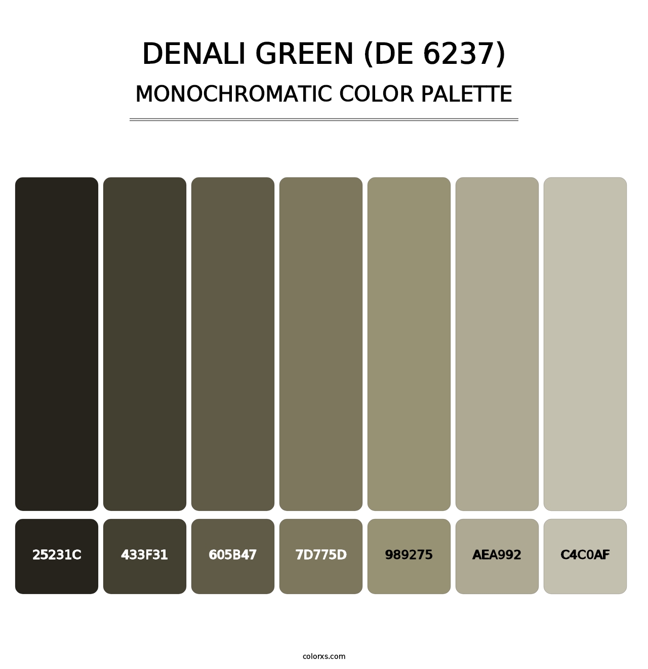 Denali Green (DE 6237) - Monochromatic Color Palette