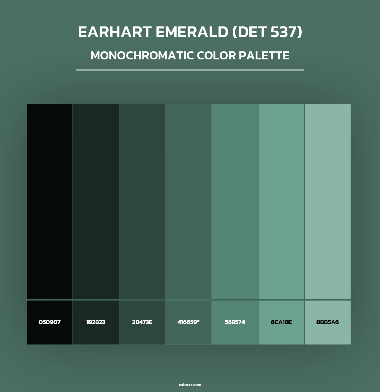 Earhart Emerald (DET 537) - Monochromatic Color Palette