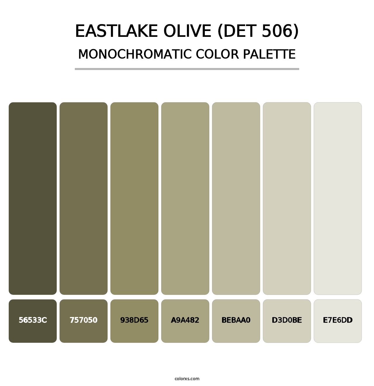 Eastlake Olive (DET 506) - Monochromatic Color Palette
