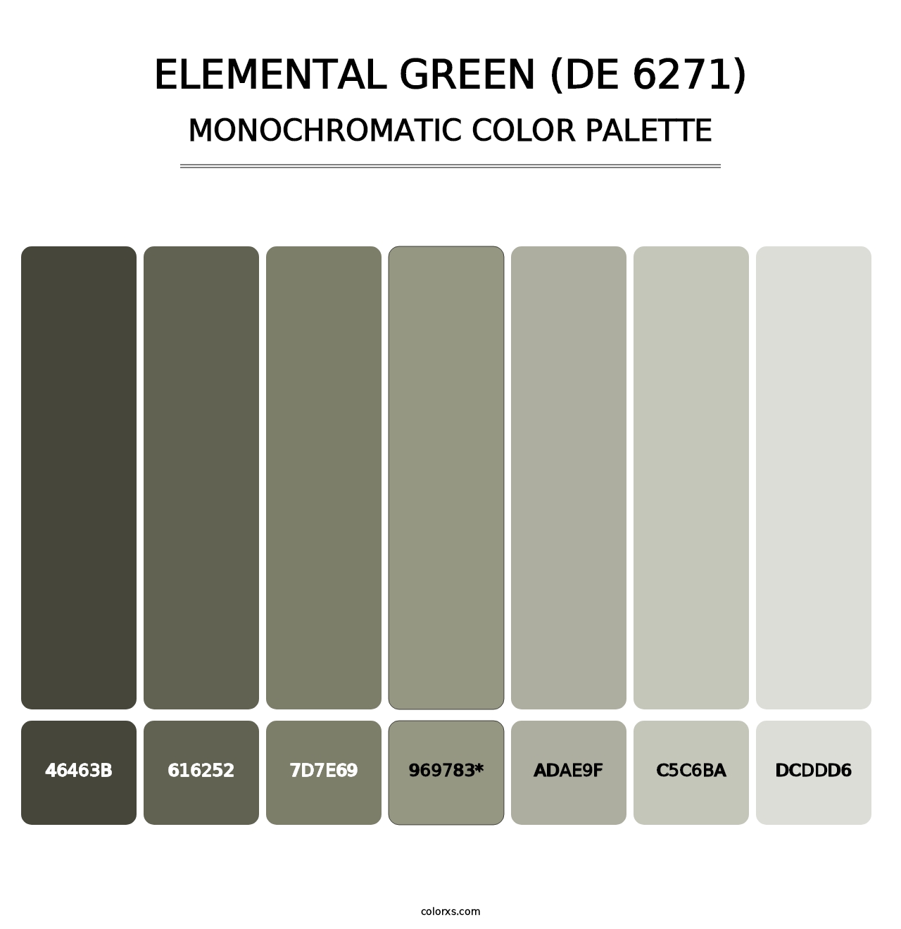 Elemental Green (DE 6271) - Monochromatic Color Palette