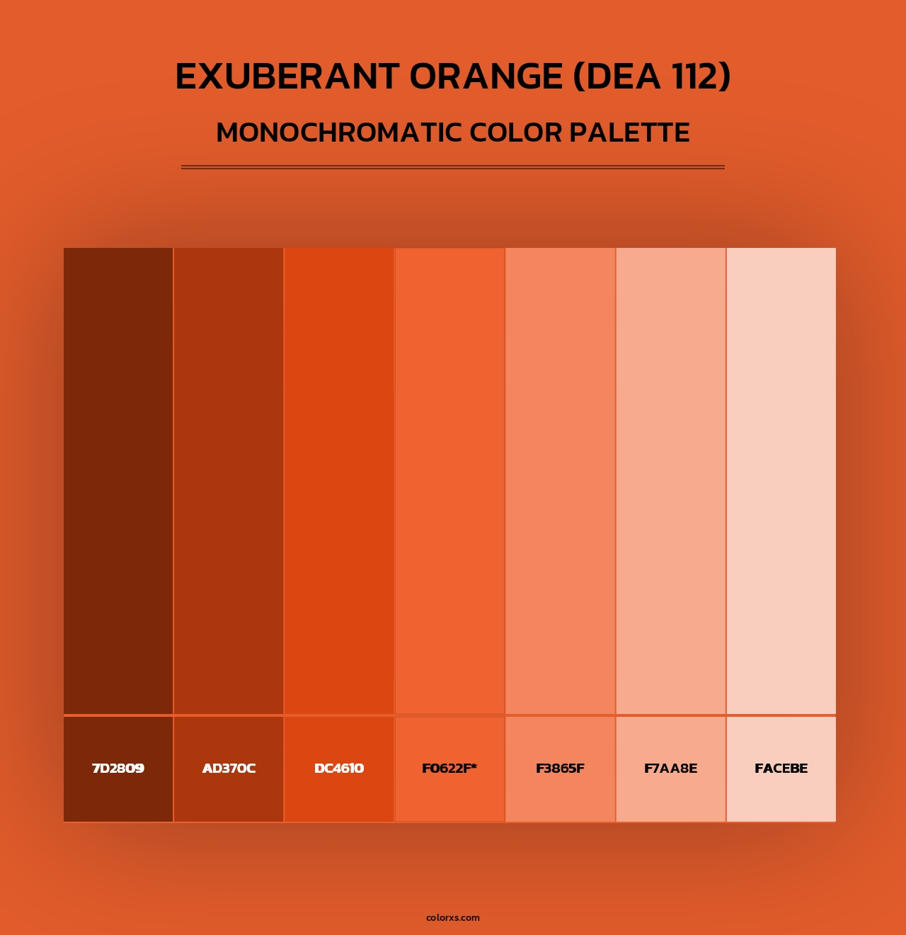 Exuberant Orange (DEA 112) - Monochromatic Color Palette