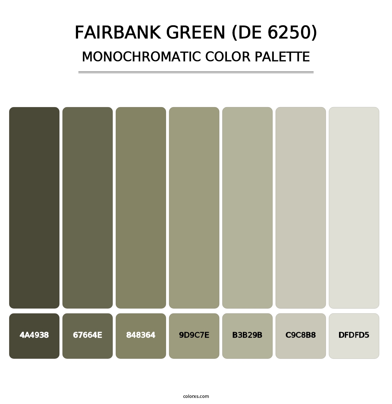 Fairbank Green (DE 6250) - Monochromatic Color Palette