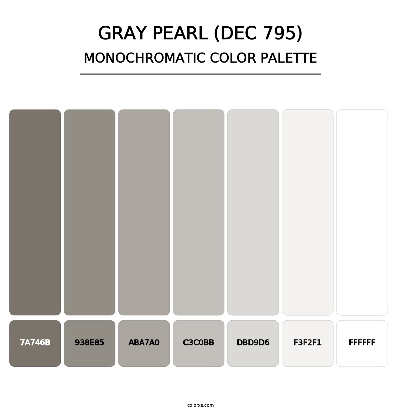 Gray Pearl (DEC 795) - Monochromatic Color Palette