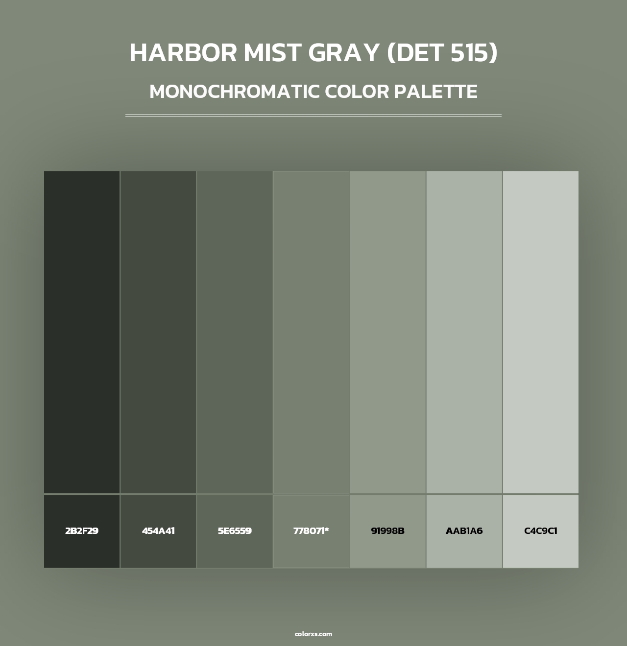 Harbor Mist Gray (DET 515) - Monochromatic Color Palette