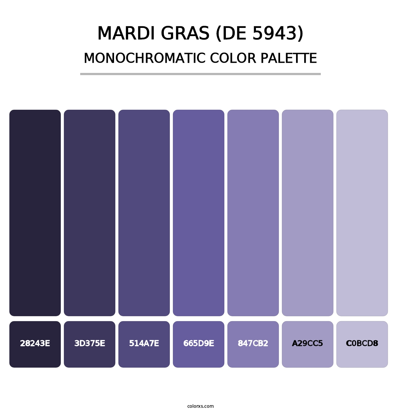 Mardi Gras (DE 5943) - Monochromatic Color Palette