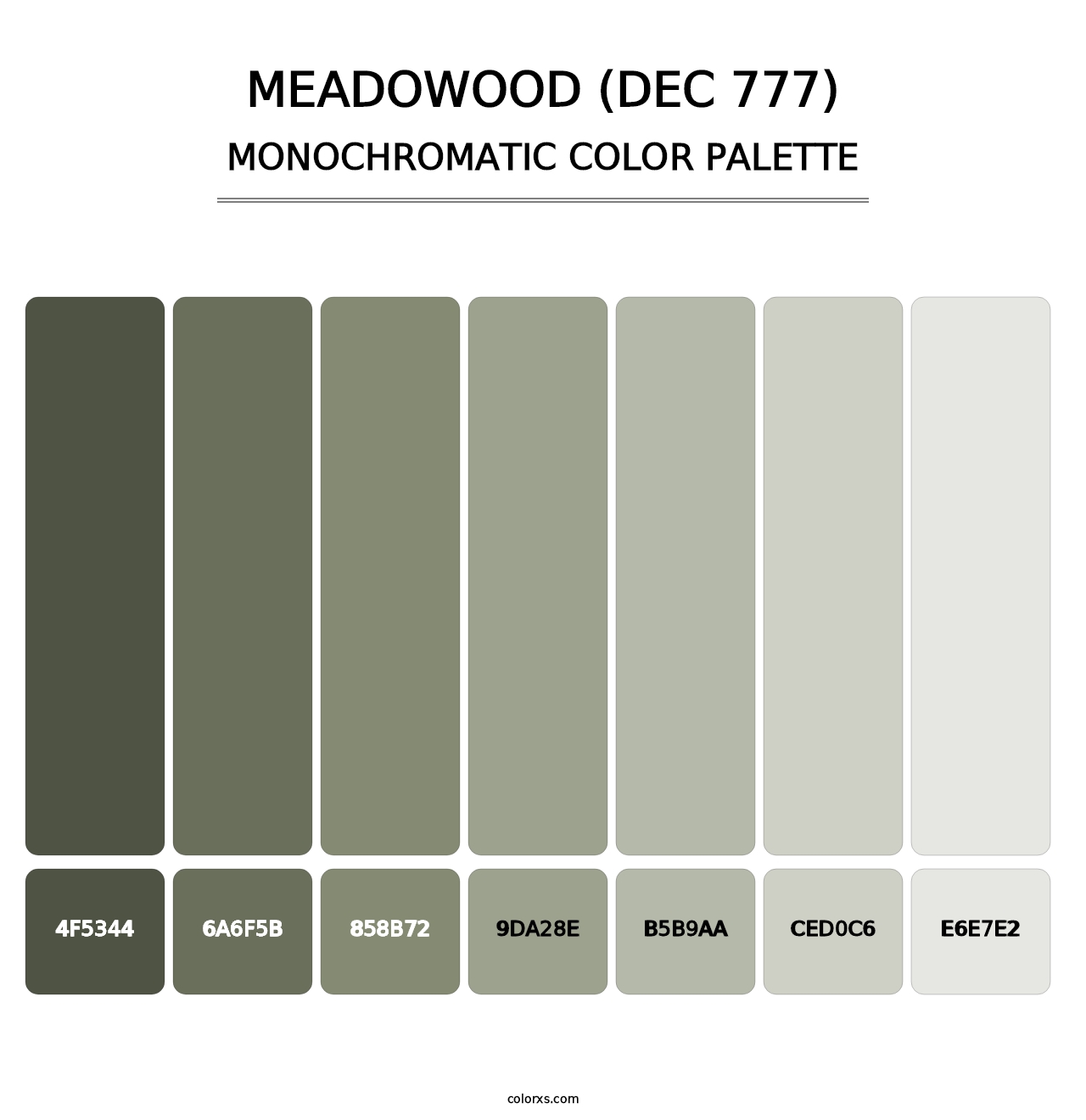 Meadowood (DEC 777) - Monochromatic Color Palette