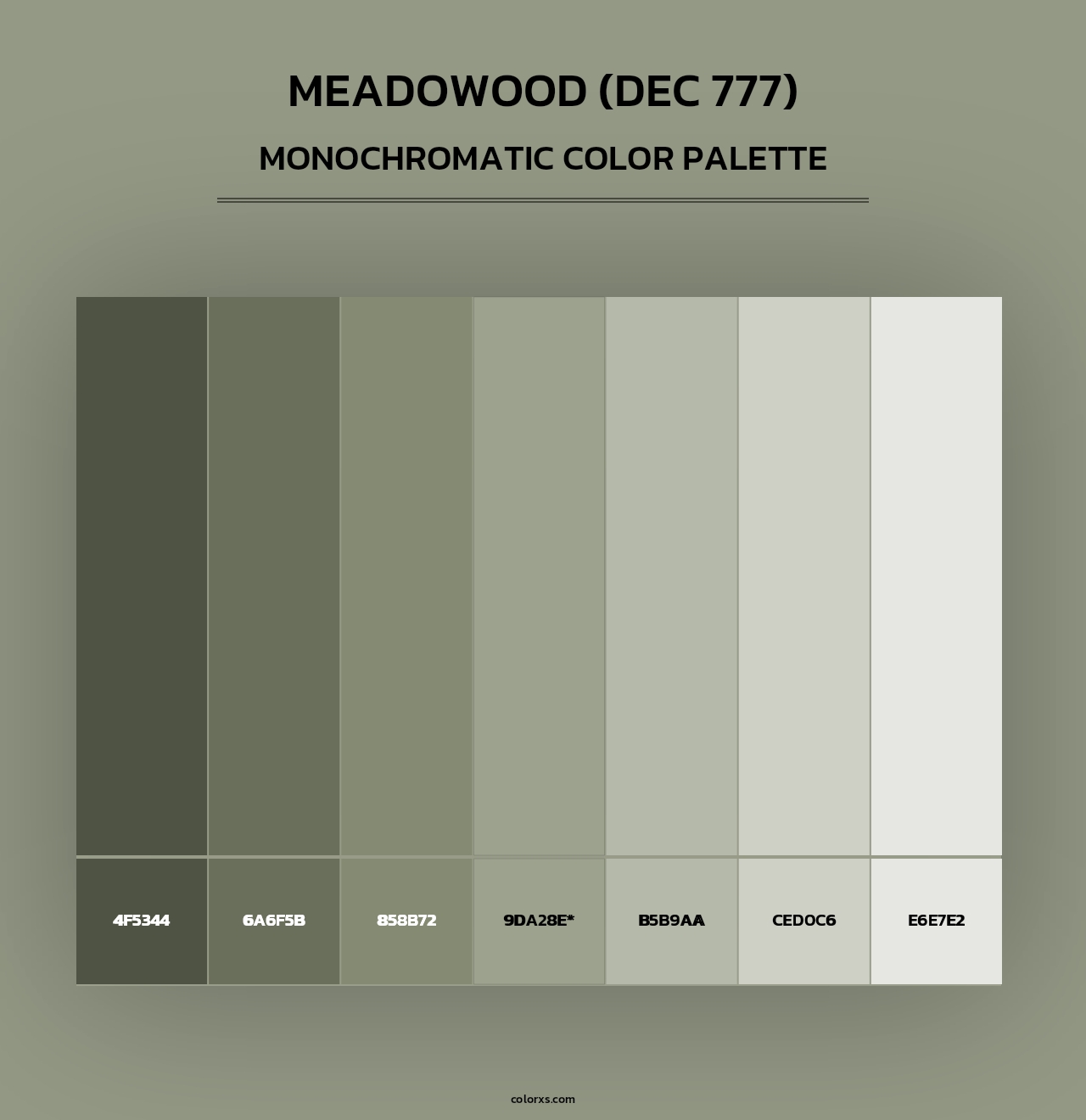 Meadowood (DEC 777) - Monochromatic Color Palette