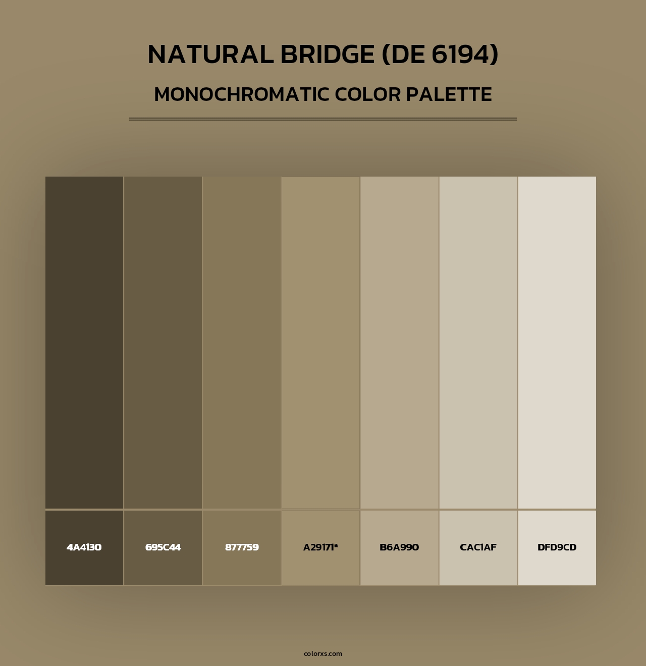 Natural Bridge (DE 6194) - Monochromatic Color Palette