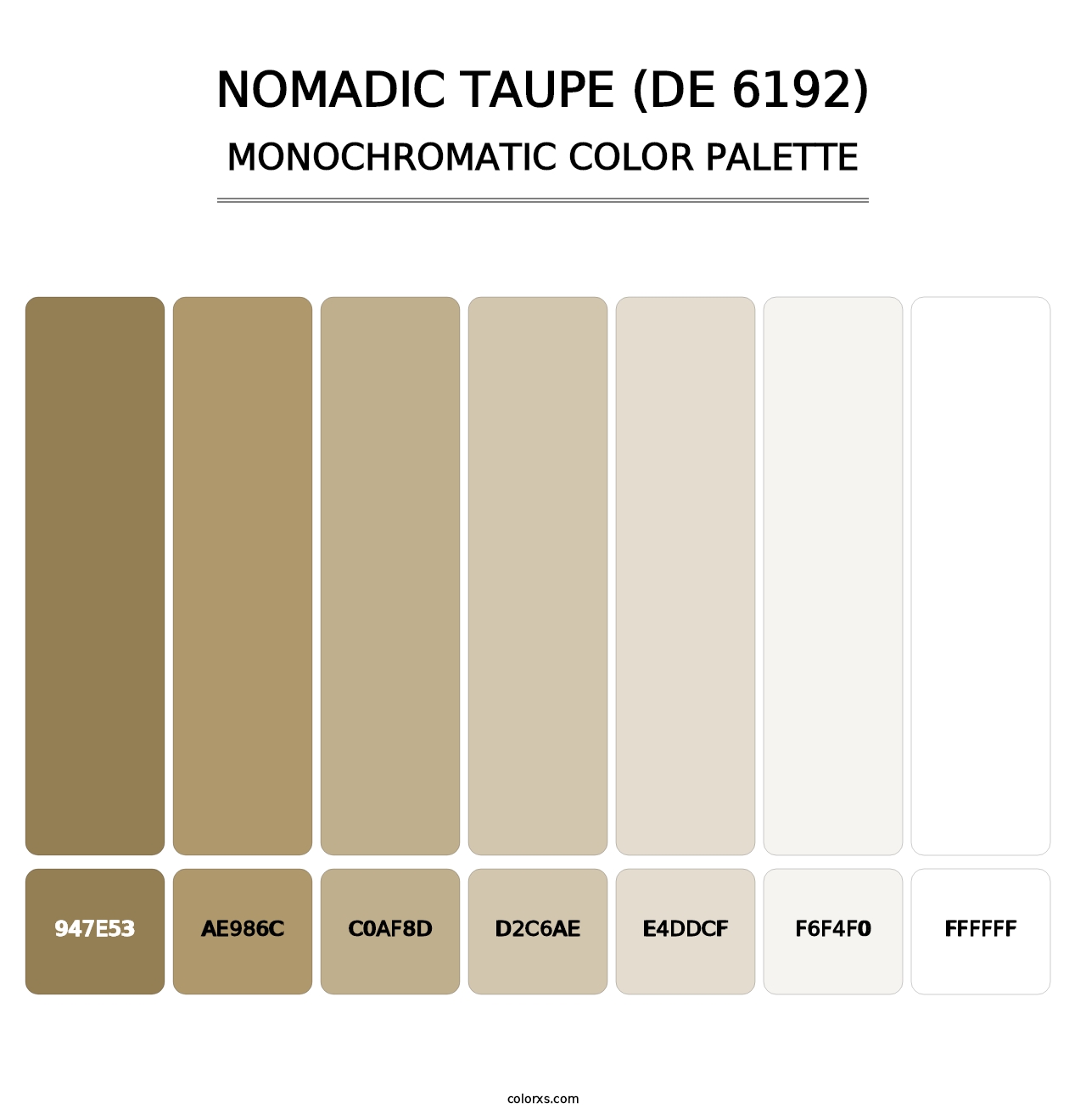 Nomadic Taupe (DE 6192) - Monochromatic Color Palette