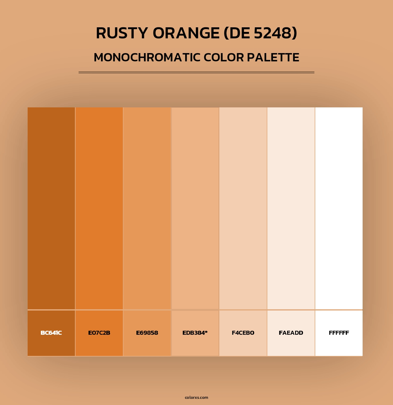 Rusty Orange (DE 5248) - Monochromatic Color Palette