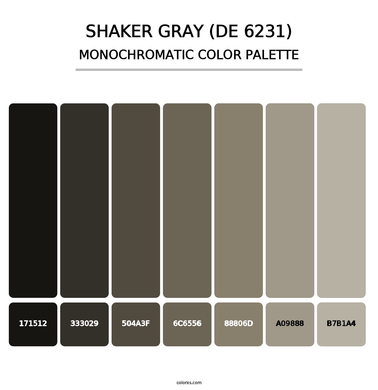 Shaker Gray (DE 6231) - Monochromatic Color Palette