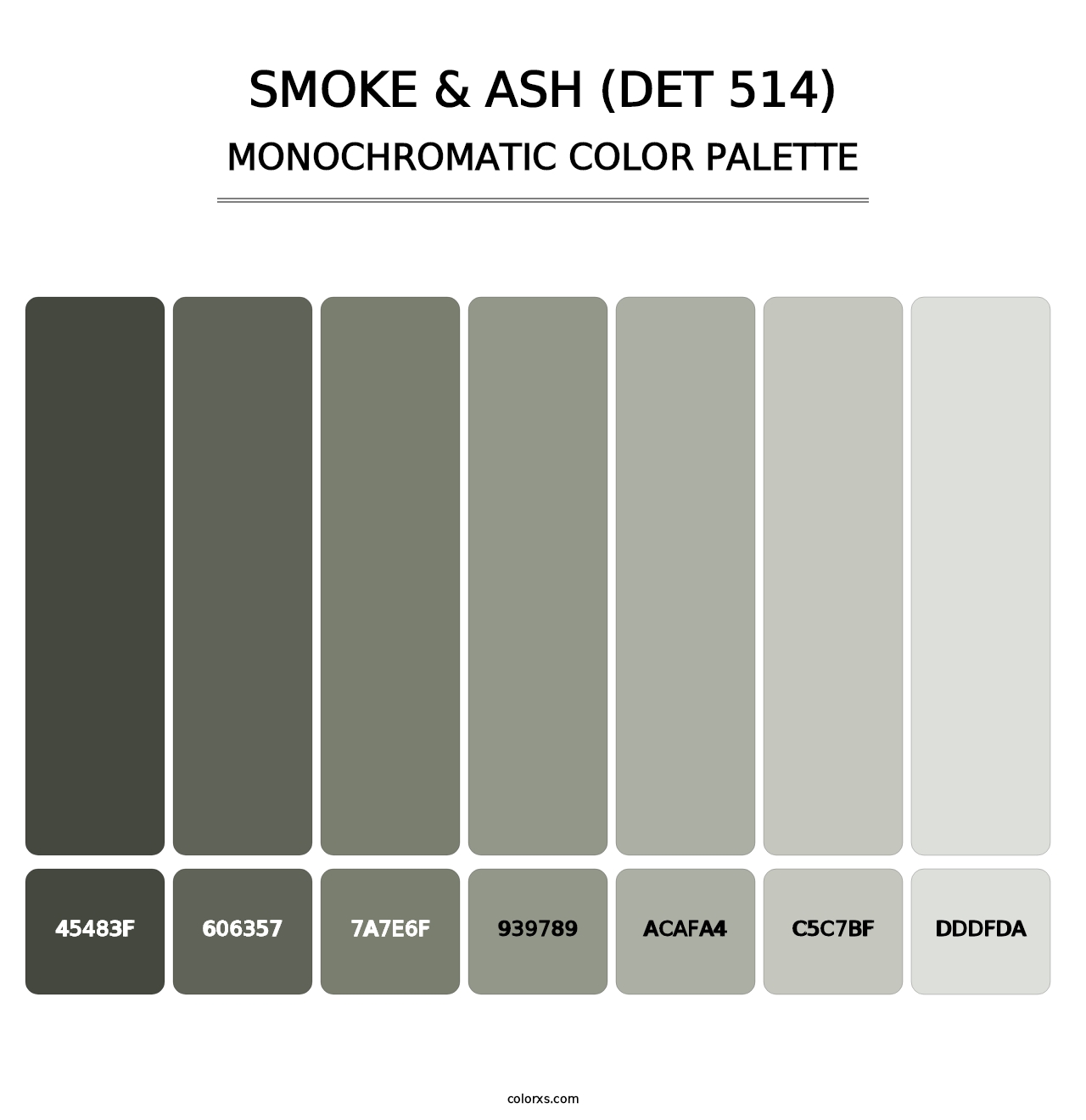 Smoke & Ash (DET 514) - Monochromatic Color Palette