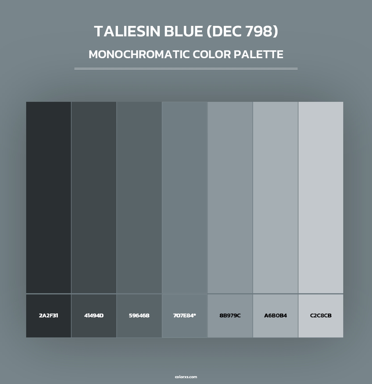 Taliesin Blue (DEC 798) - Monochromatic Color Palette