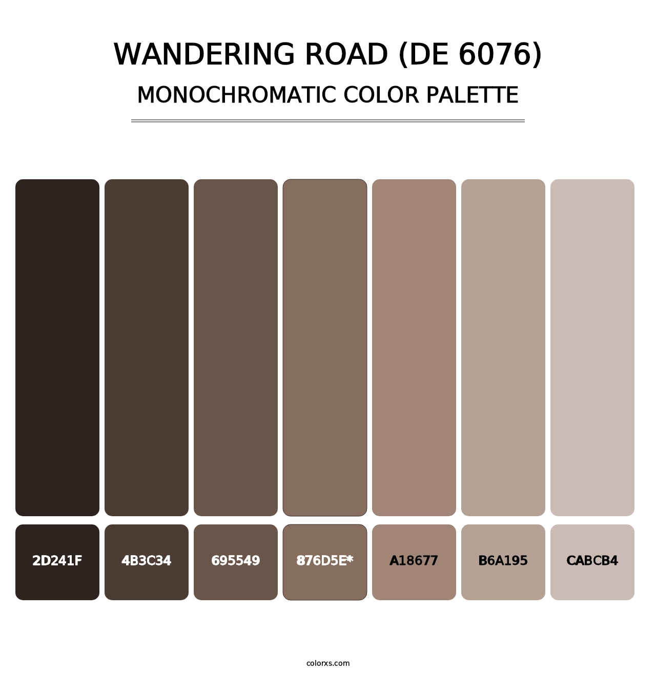 Wandering Road (DE 6076) - Monochromatic Color Palette