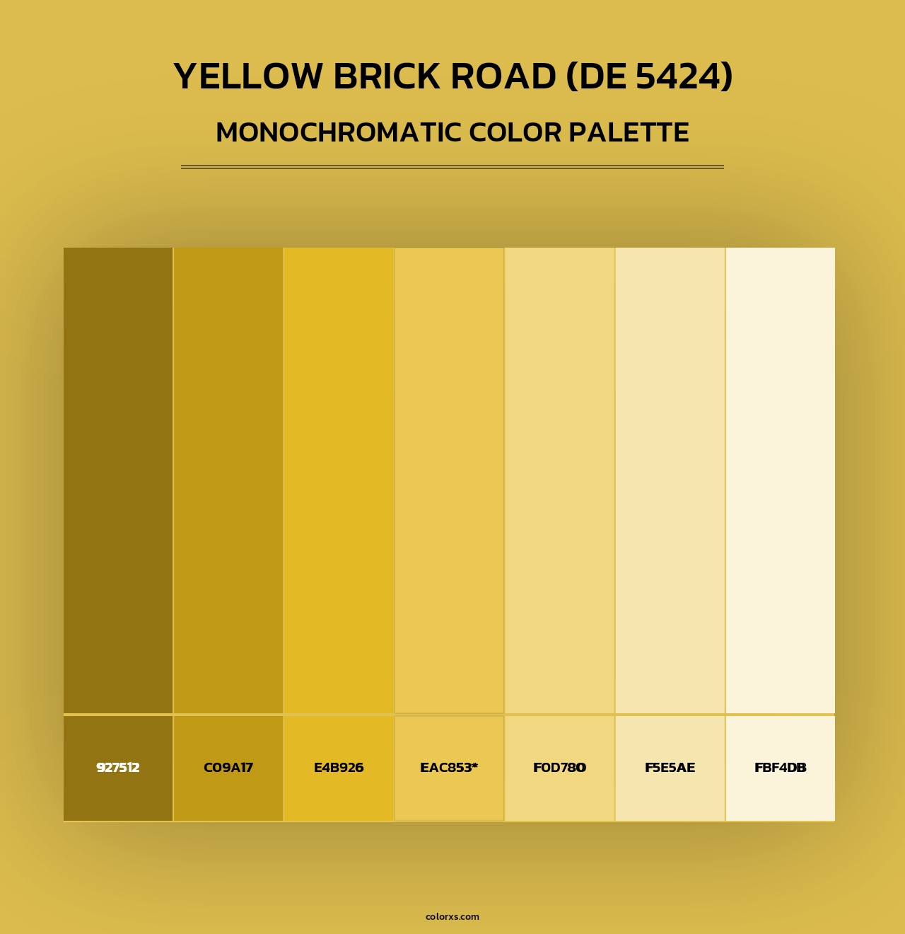 Yellow Brick Road (DE 5424) - Monochromatic Color Palette
