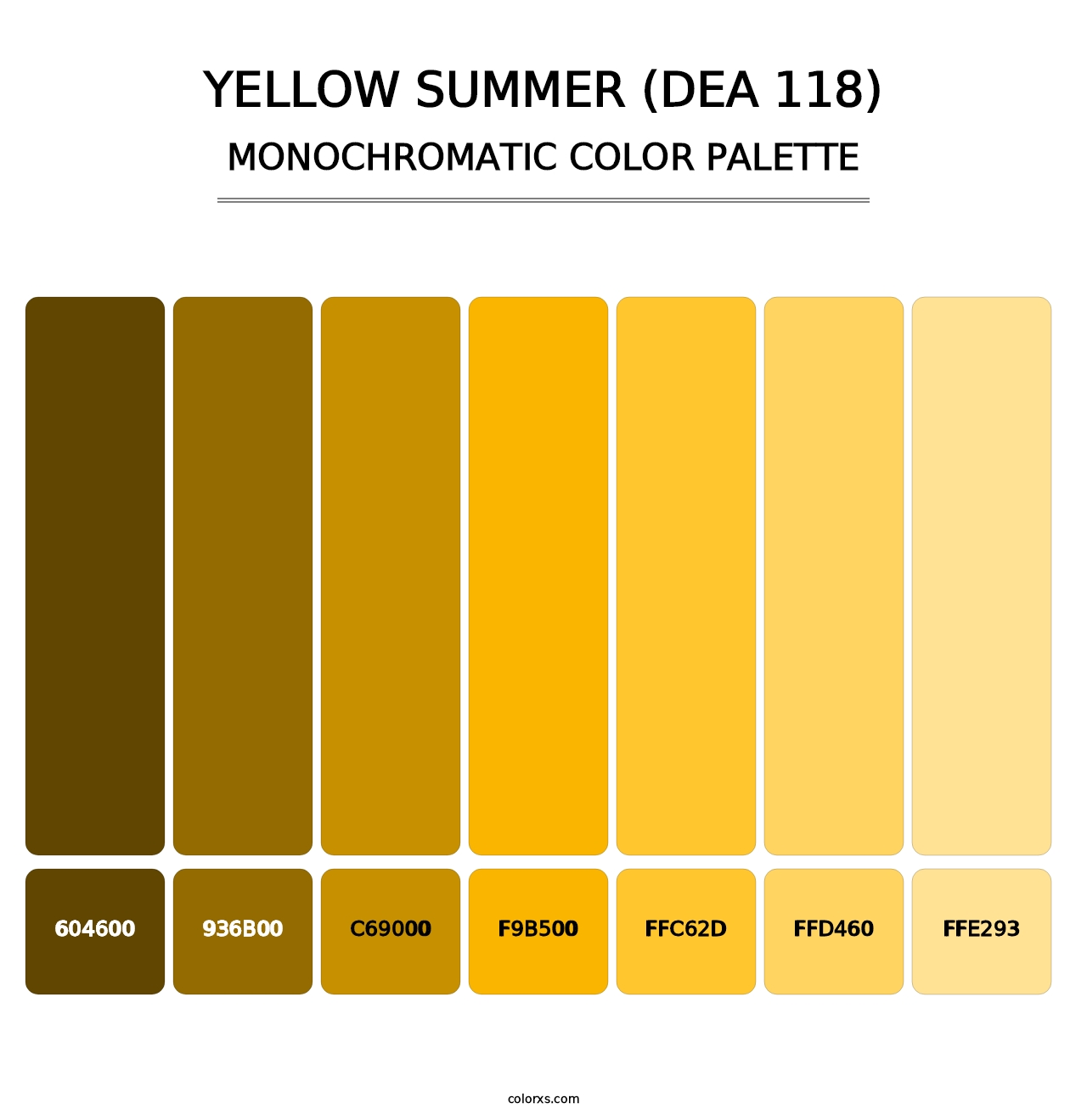 Yellow Summer (DEA 118) - Monochromatic Color Palette