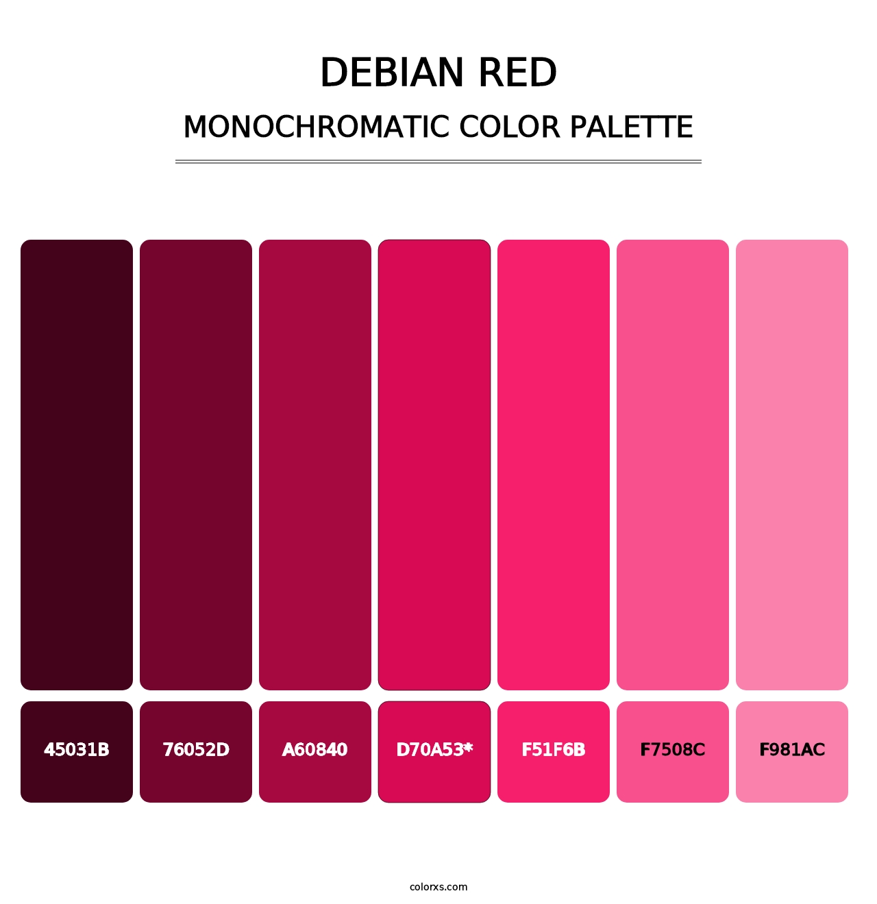 Debian red - Monochromatic Color Palette