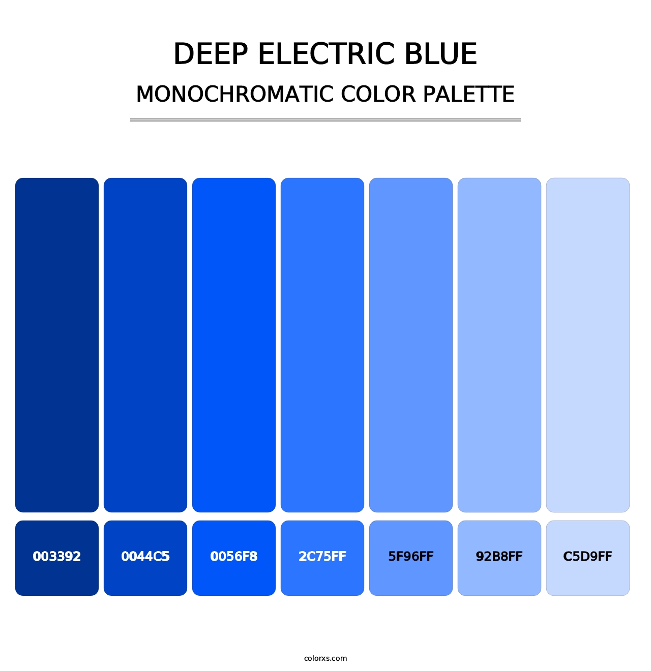 Deep Electric Blue - Monochromatic Color Palette