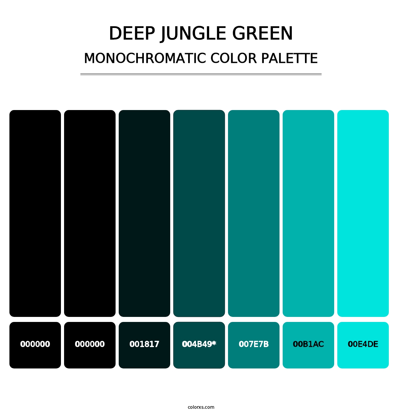Deep Jungle Green - Monochromatic Color Palette
