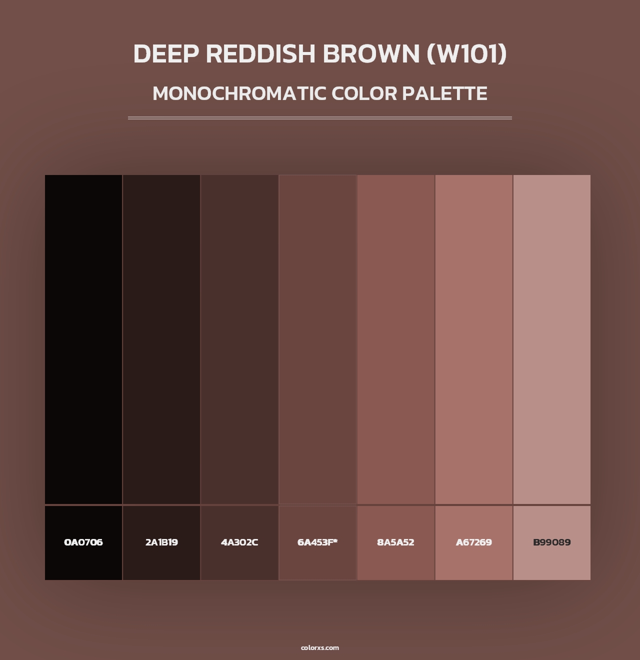 Deep Reddish Brown (W101) - Monochromatic Color Palette