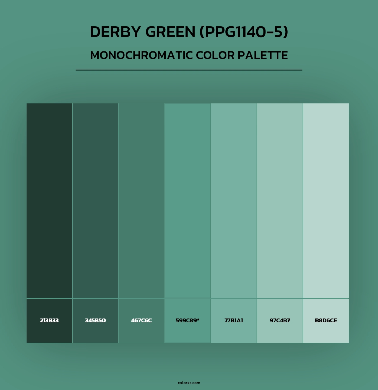 Derby Green (PPG1140-5) - Monochromatic Color Palette