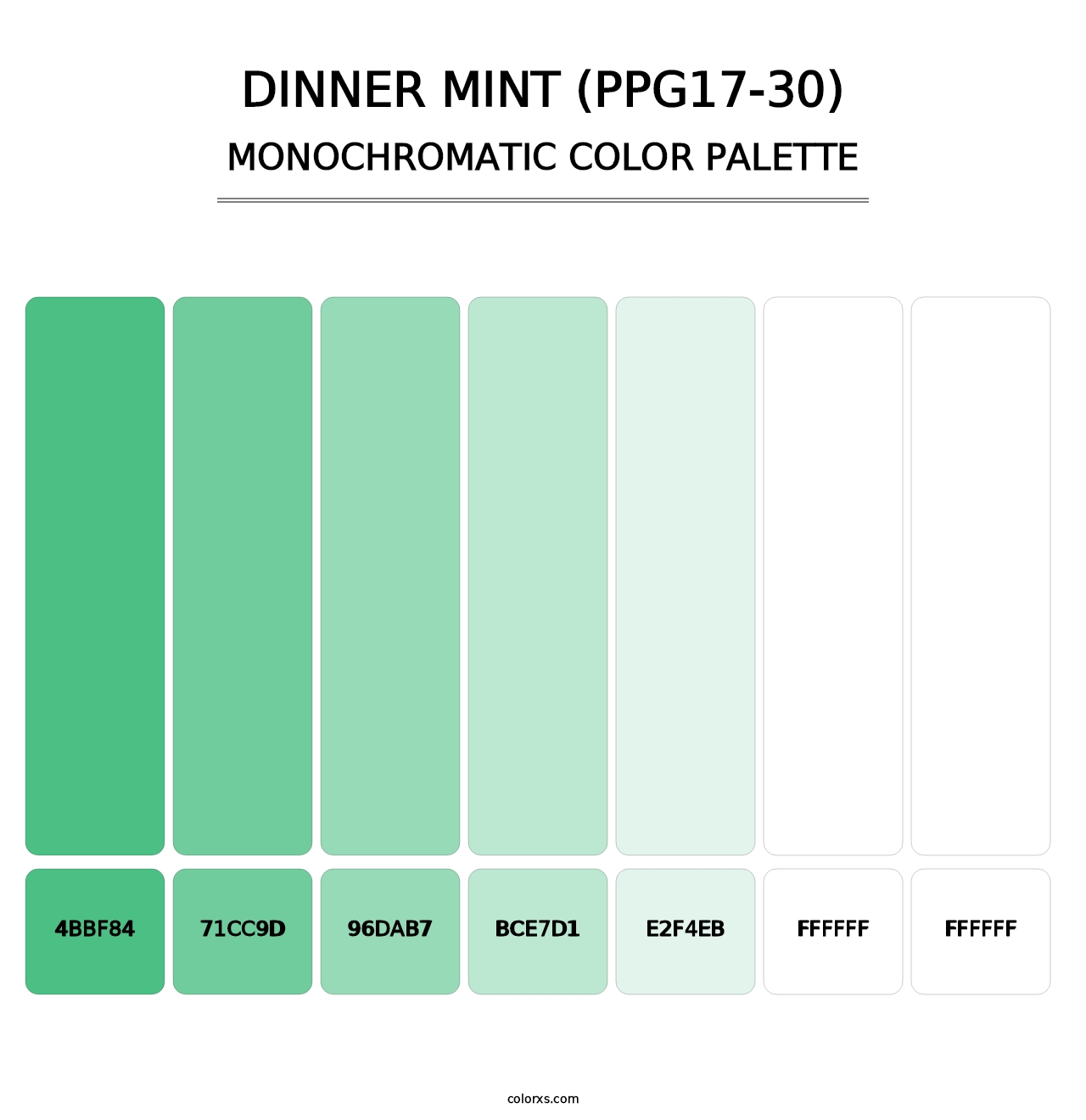 Dinner Mint (PPG17-30) - Monochromatic Color Palette
