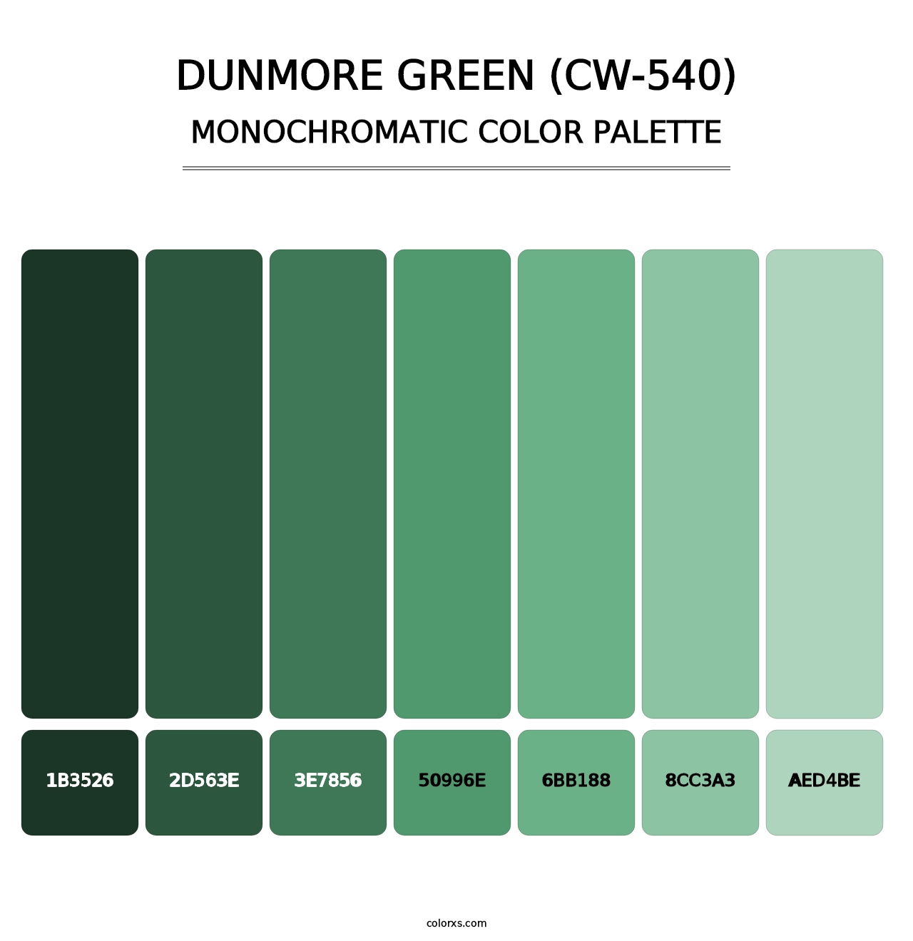Dunmore Green (CW-540) - Monochromatic Color Palette