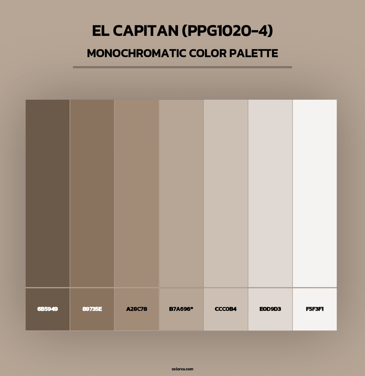 El Capitan (PPG1020-4) - Monochromatic Color Palette