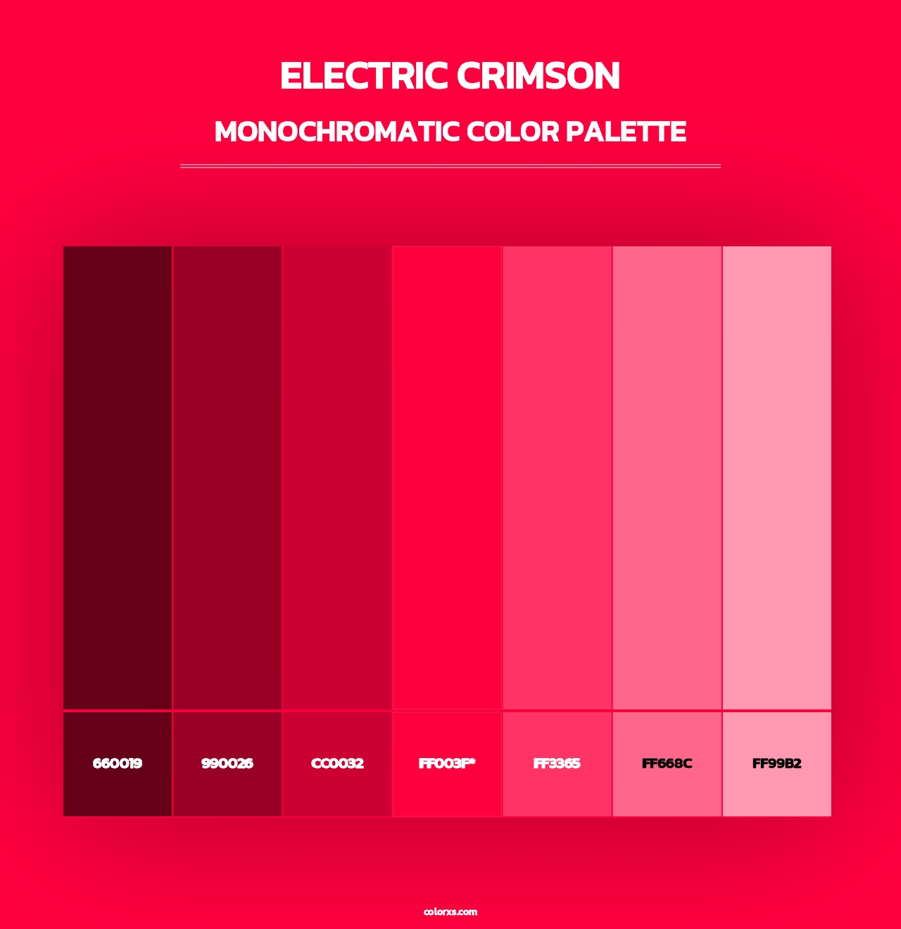 Electric Crimson - Monochromatic Color Palette